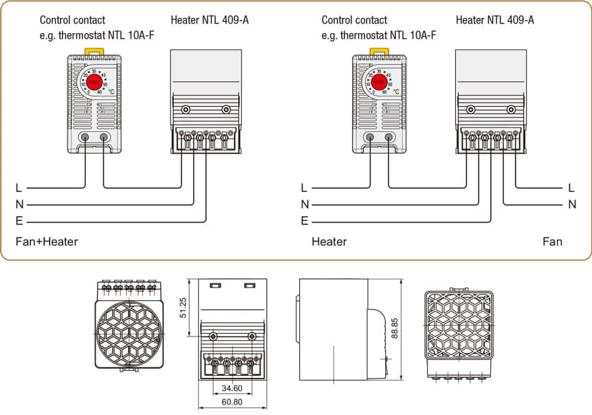 Aquecedor de ventilador semicondutor compacto NTL 409-A 
